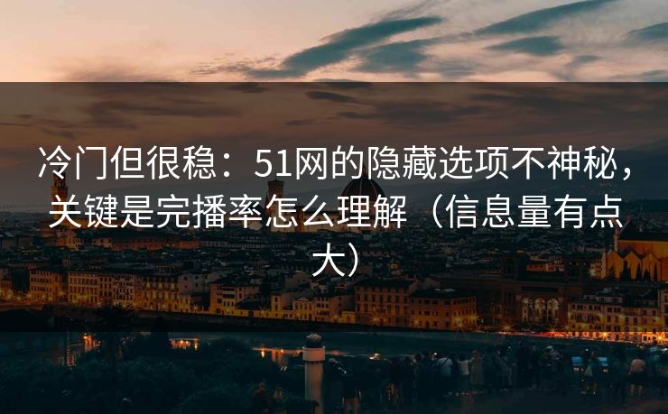 冷门但很稳：51网的隐藏选项不神秘，关键是完播率怎么理解（信息量有点大）